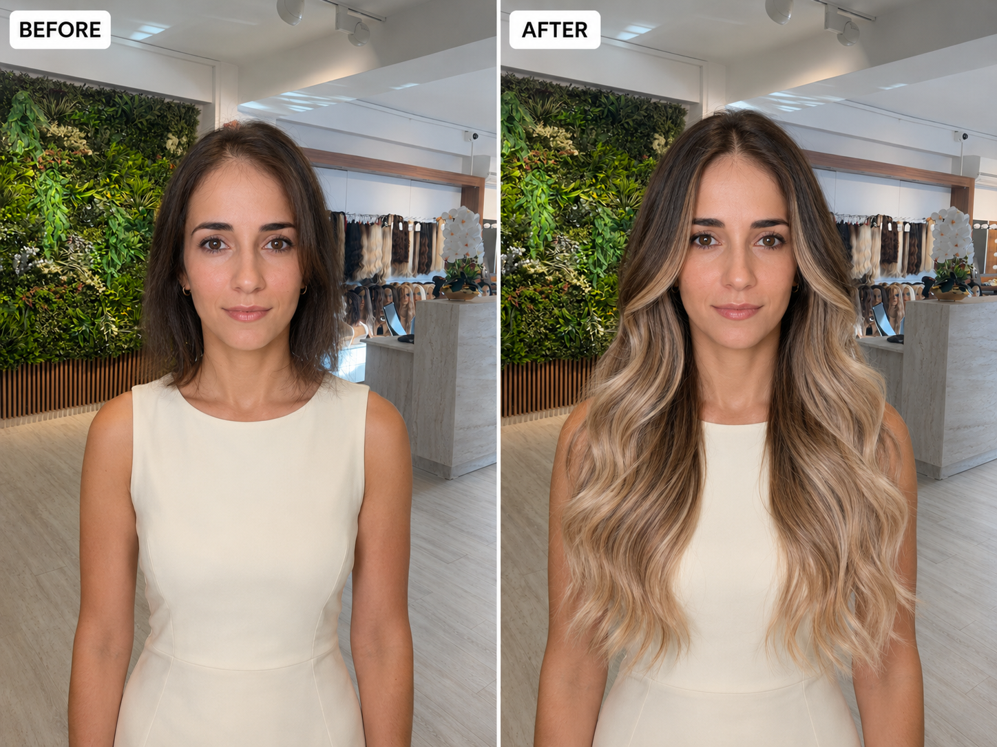 Balayage hair extensions before and after for thin short hair